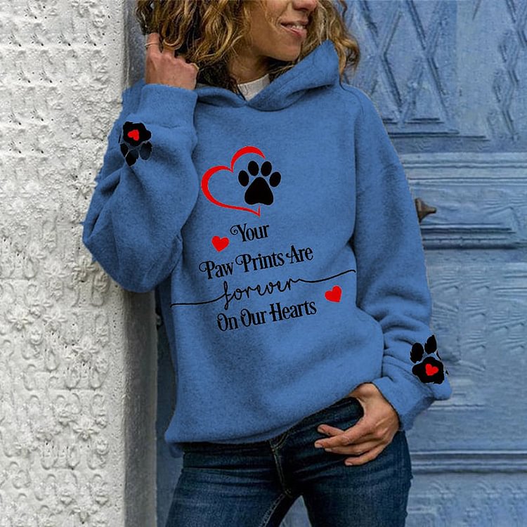 VChics Women's Dog Lover Dog Paws Print Casual Hoodie