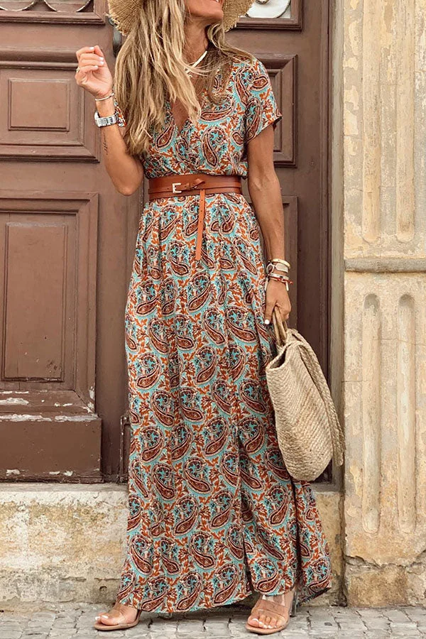 Forgotten Story Paisley Maxi Dress (belt Included)