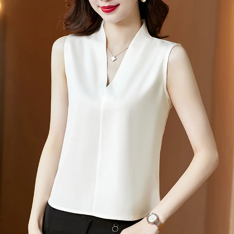 Toloer Toloer New Satin Simple Fashion V-Collar Slim Slim Inside Wearing A Vest Woman-Outfit Ideas