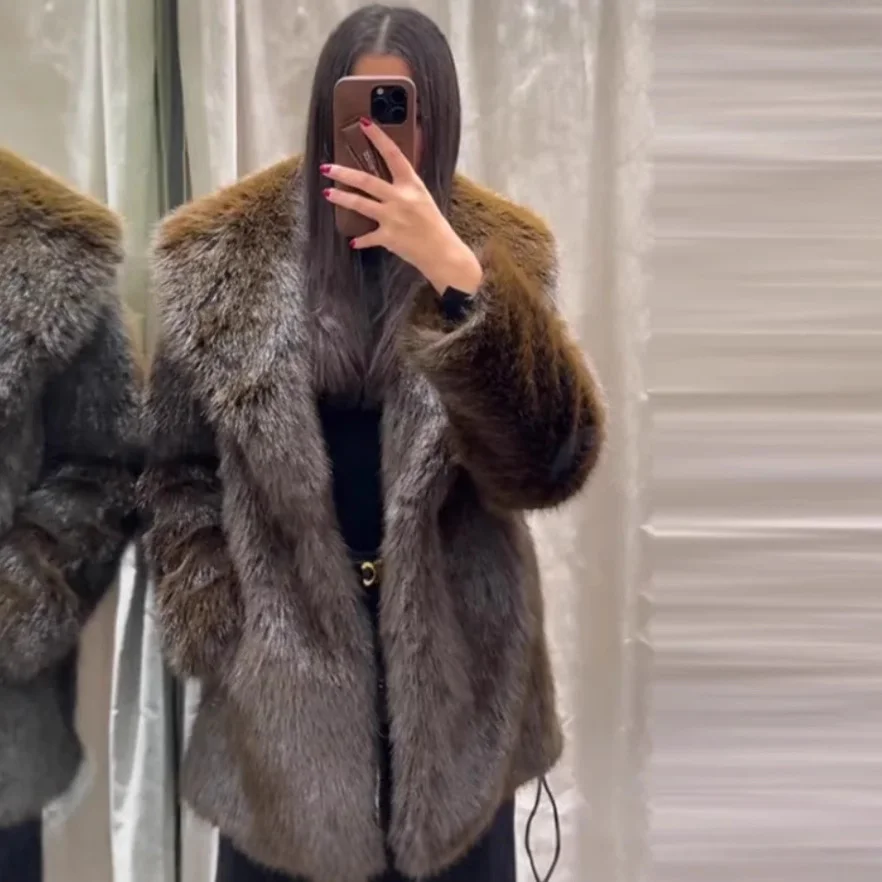 Nigikala Nigikala Women's Clothing Explosion Autumn And Winter Street Fashion Faux Fur Warm Jacket