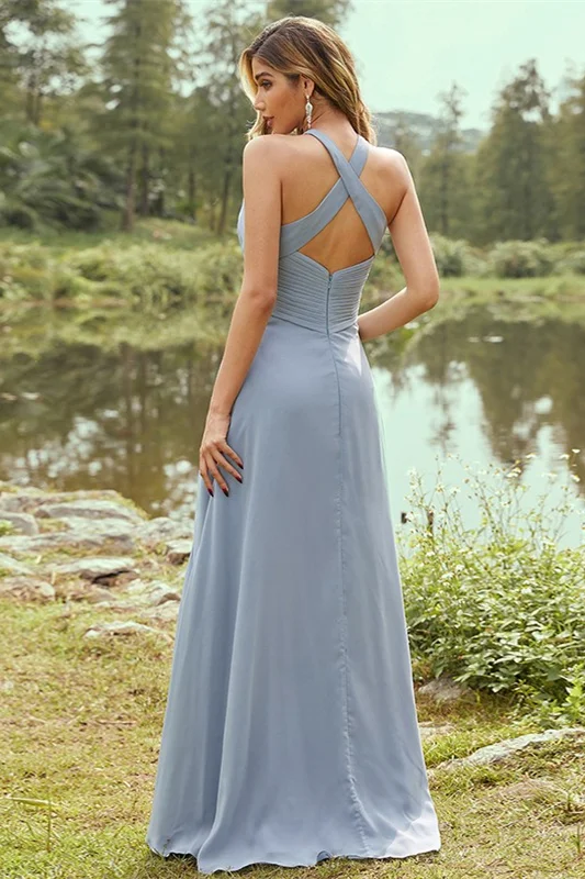 Light dusty hotsell blue bridesmaid dresses