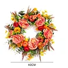 Peony Pumpkin Wreath Decorative Door Garland for Harvest Festival Decor (40CM)