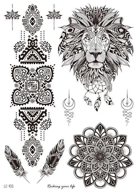 18 Kinds Women Temporary Tattoo Black Mandala Flowers Tattoos Sticker Body Art Waterproof Disposable tatouage temporaire