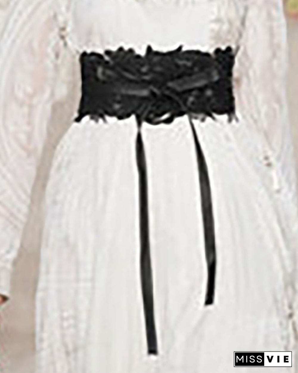 Guipure Lace Knotted Waist Belt Wide Wrap Around Waistband Belts