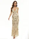 Evening Wrap A-Line Backless Embroidered V-Neck Maxi Dress