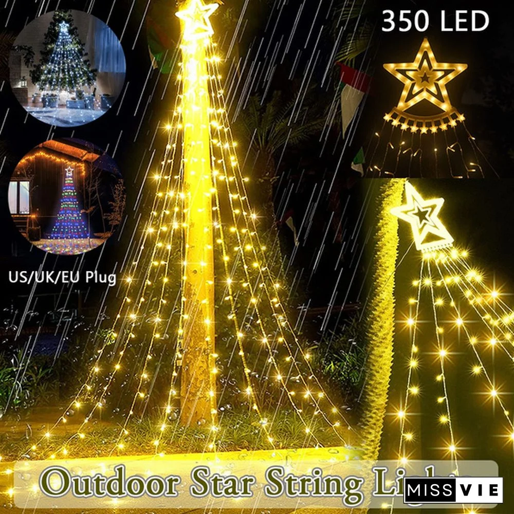 LED Star String Lights 8 Modes Waterproof 350 Led Christmas Tree Toppers Fairy Lights Indoor Outdoor Yard Garden