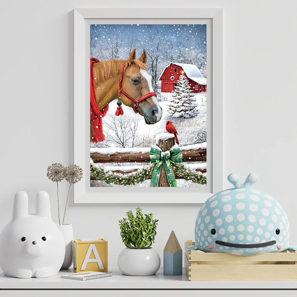 Diamond Painting - Full Round Drill - Christmas Horse(30*40cm)