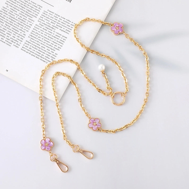IG Style Sweet Minimalist Flower Metal Inlay Pearl Shell Mobile Phone Lanyard