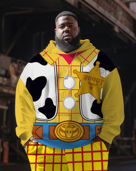 Men's Big and Tall Fun Woody's Cowboy Print Hoodie Set