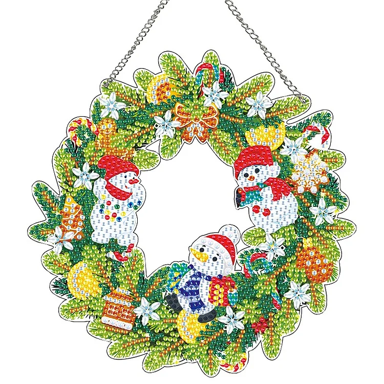 Special Shaped Crystal Painting Wreath Kit Cat Christmas Decor Penguin and Santa(Single Side Drill)