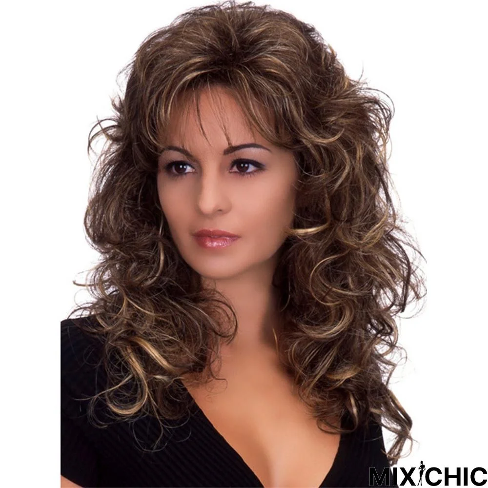 European and American Wig Fashion Ladies Mid-Length Curly Hair Synthetic Headgear