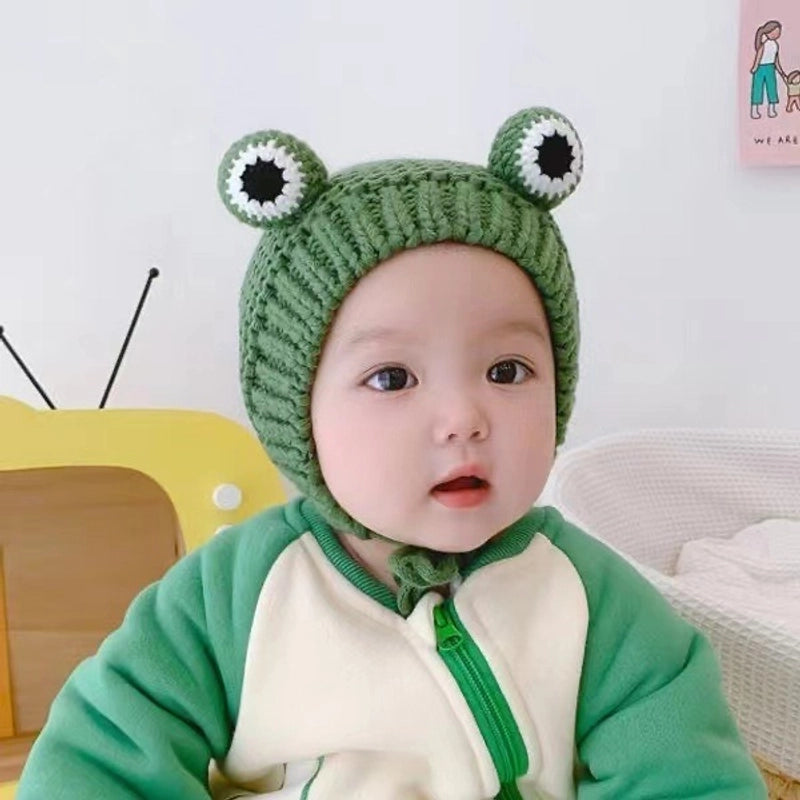 Baby Hat Autumn And Winter Boys And Girls Baby Knitted Wool Hat Cute Super Cute Baby Big Eyes Pullover Cap Trendy
