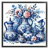 Blue And White Porcelain Flowers-11CT Stamped Cross Stitch 40*40cm/15.75*15.75in