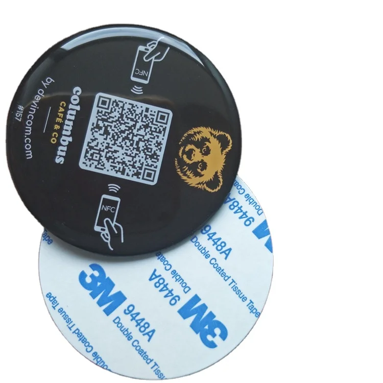 60mm Custom nfc smart touch Menu with QR code for restaurant