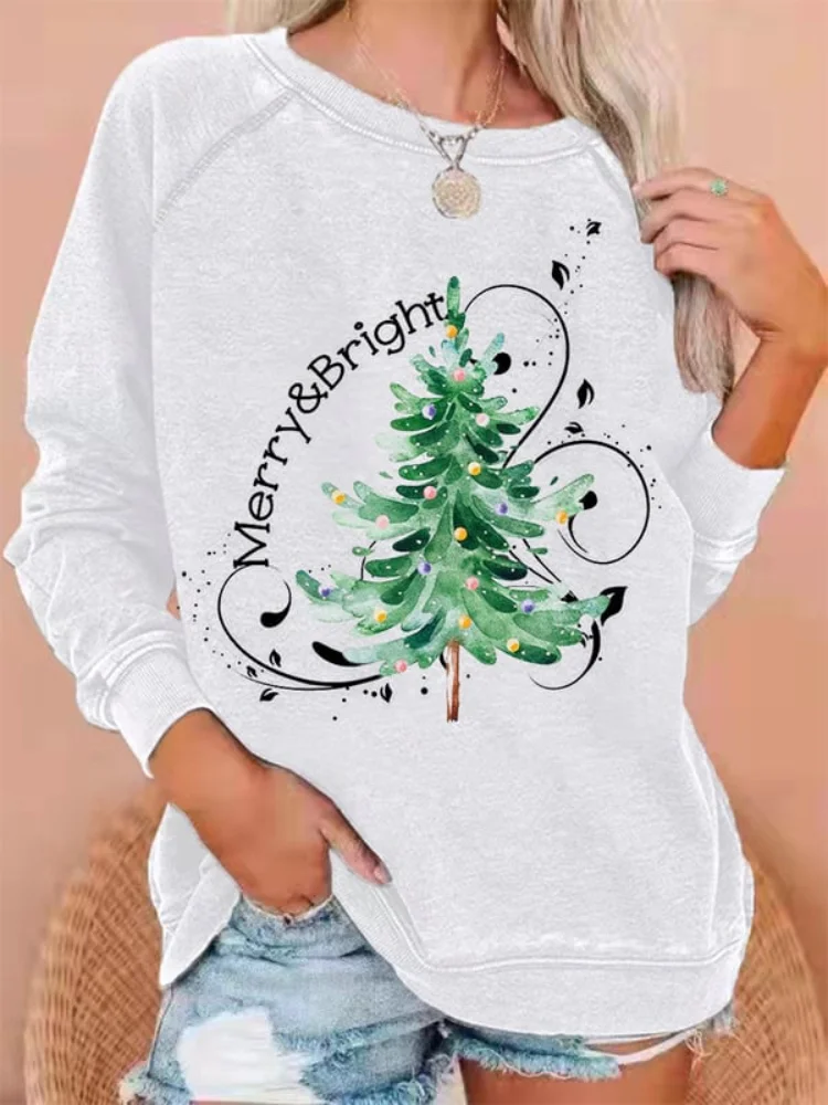 Wearshes Merry And Bright Print Long Sleeve Sweatshirt