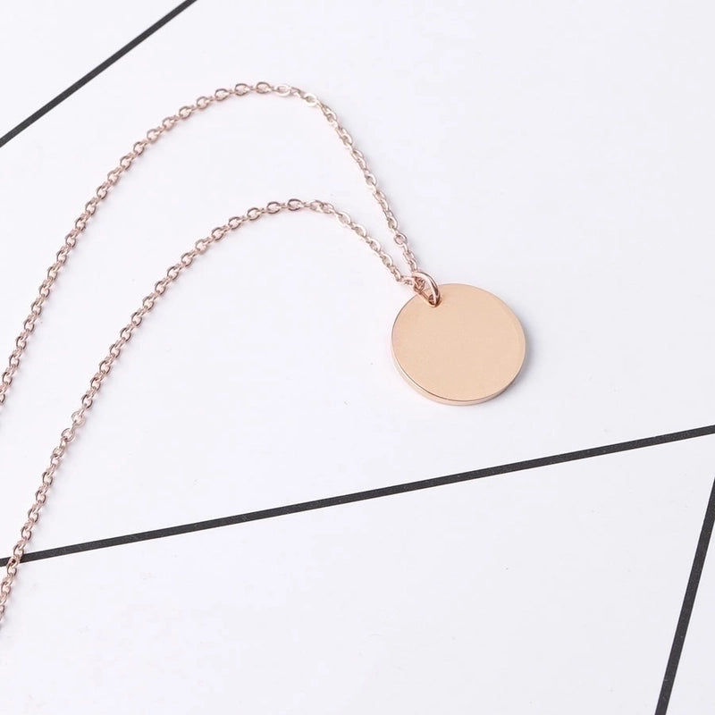 Stainless Steel 18K Gold Plated Minimalist Polishing Round None Pendant Necklace