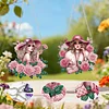 2Pcs Girl 2D Flat DIY Hanging Diamond Art Ornament Window Pendant (Floral Hat)