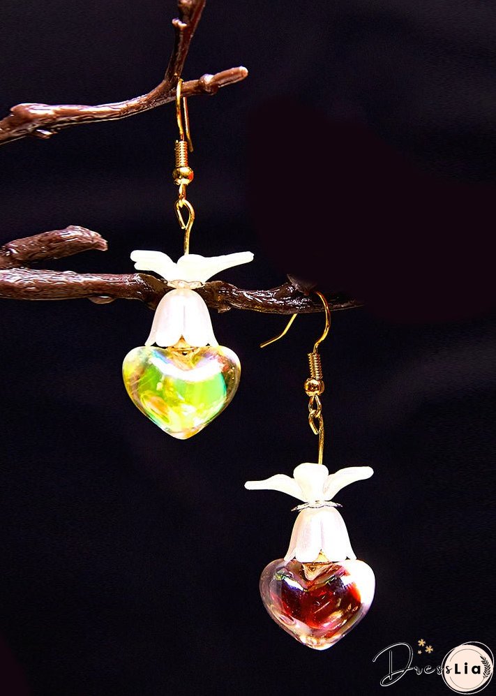 Handmade Multicolour Heart-shaped Asymmetric Acrylic Drop Earrings