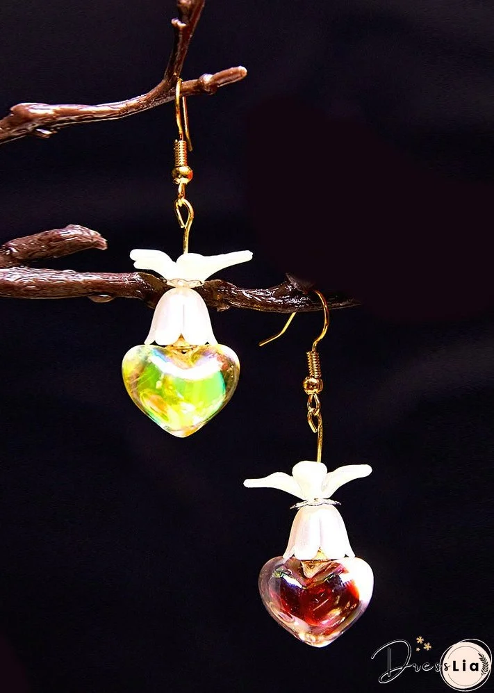 Handmade Multicolour Heart-shaped Asymmetric Acrylic Drop Earrings
