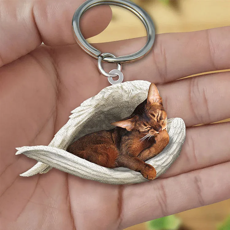 Abyssinian Cat Sleeping Angel Necklace
