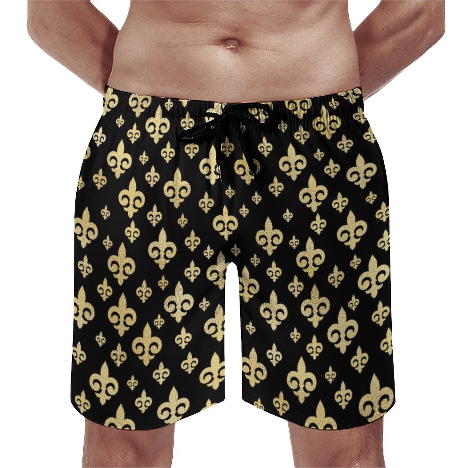 Elegant Fleur De Lis Mardi Gras Print | Mens Quick Dry Swim Trunks With Mesh Lining | Men'S Beachwear | Mens Bikini Swim Trunks | Beach Day Club Outfits | Vacation Resort