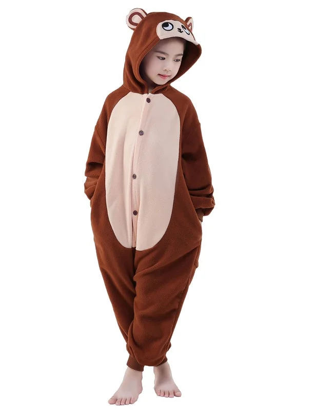 Kigurumi Pajama Onesie Coffee Monkey Childrens Flannel Animal Halloween Costume Sleepwear Novameme