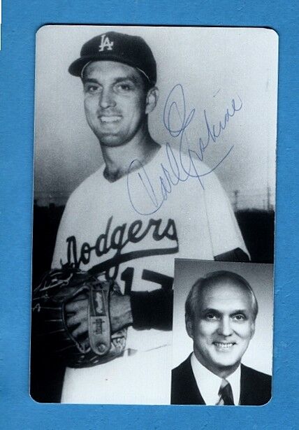 1958 CARL ERSKINE-L.A. DODGERS AUTOGRAPHED POSTCARD SIZE Photo Poster painting