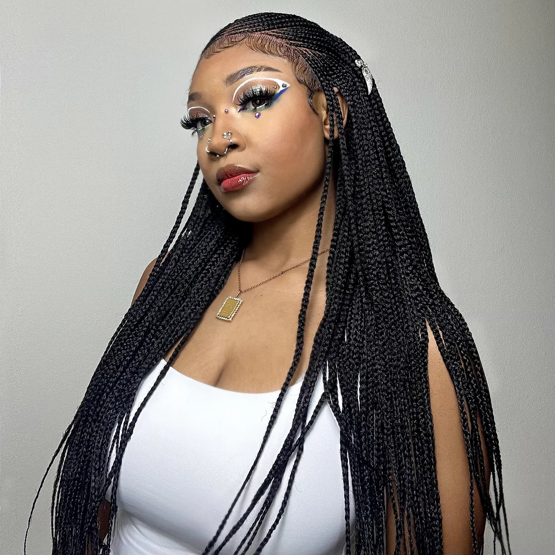 WeQueen Fulani Braided Neat Braids Lace Front Wigs