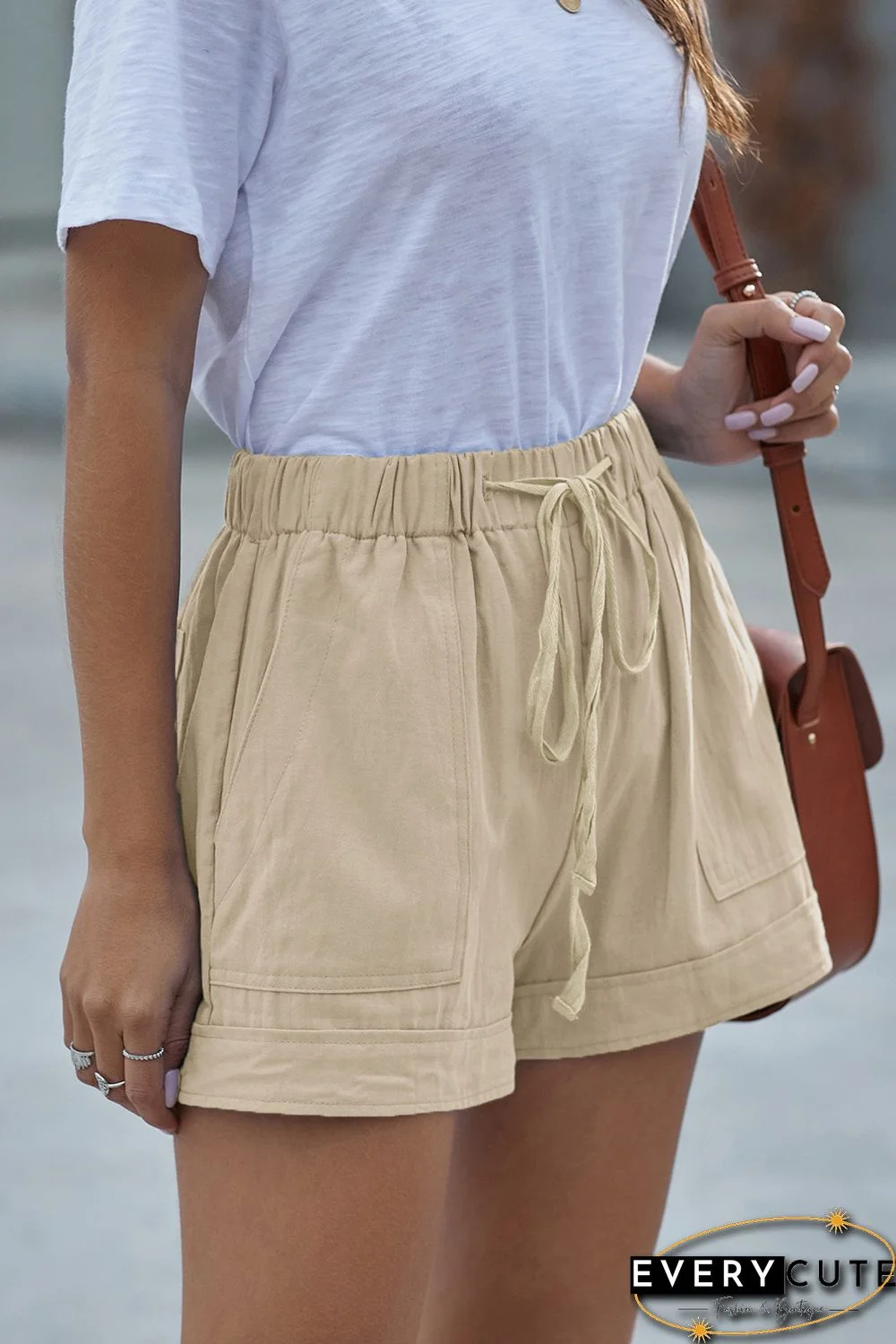 Khaki Strive Pocketed Tencel Shorts