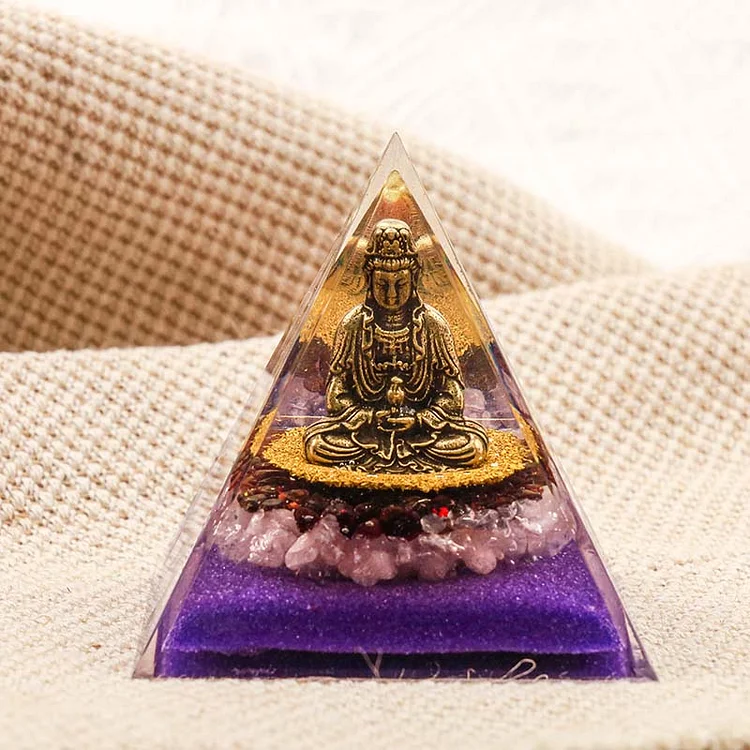 Garnet With Rose Quartz Buddha Healing Orgone Pyramid