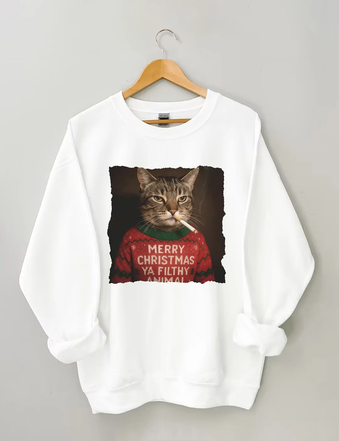 Funny Christmas Smoking Cat Sweatshirt