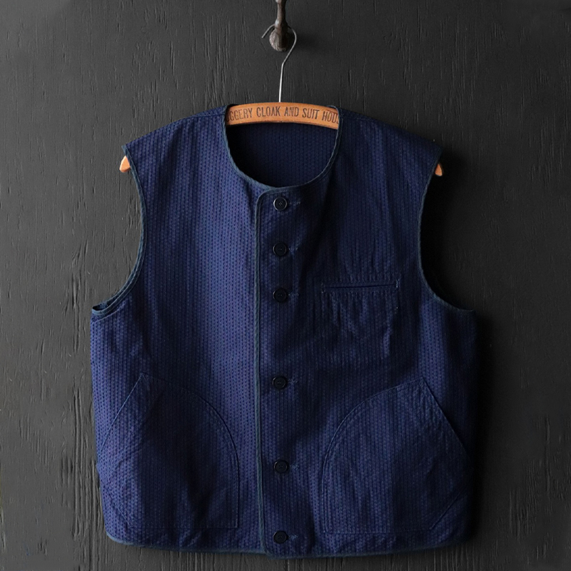 Men's Deep Indigo “Sashiko” Sergeants Vest