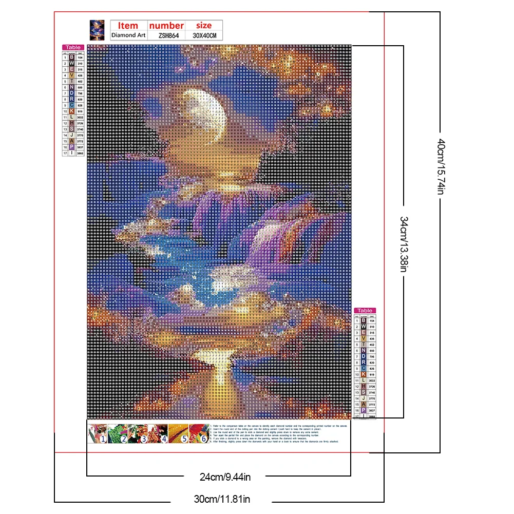 4pcs Diamond Painting - Full Round Drill - Moonlight(Canvas|30*40cm)