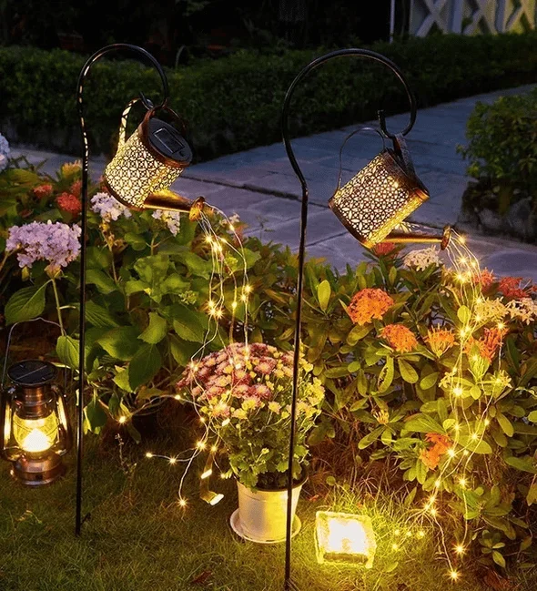 Solar Powered Garden Shower Light, Watering Can Lights