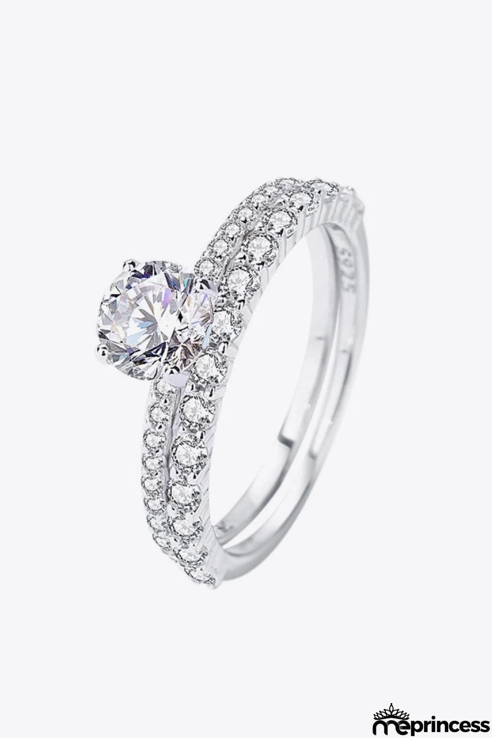 2-Piece 925 Sterling Silver Moissanite Ring