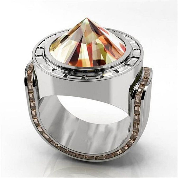 Unique Geometric Cone Crystal Ring