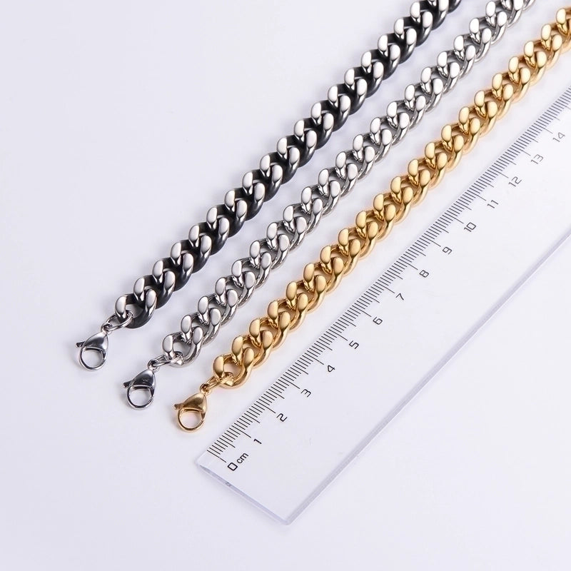 3 Pieces 304 Stainless Steel Hip-Hop Rock Polishing Plating Solid Color Long Necklace