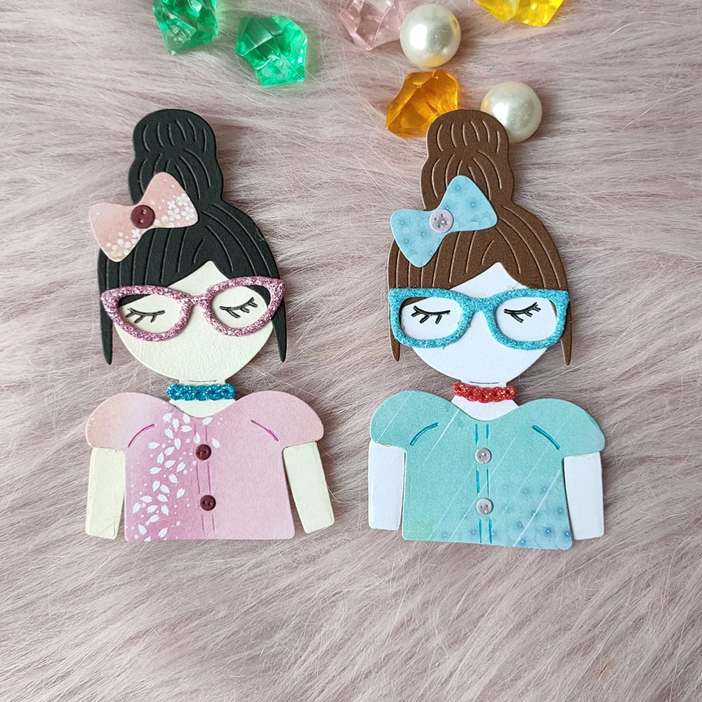 New Glasses girl metal cutting die mould scrapbook decoration embossed photo album decoration card making DIY handicrafts