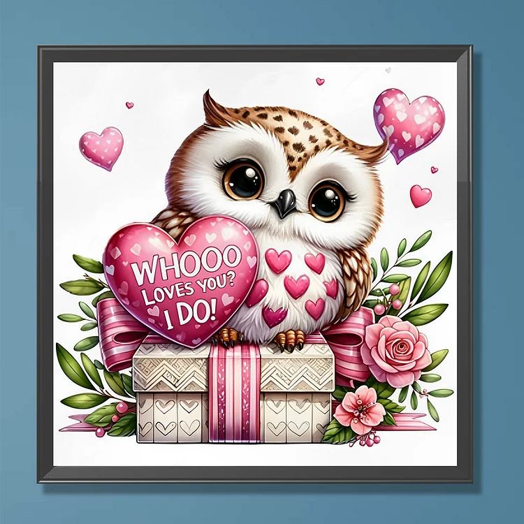 Diamond Painting - Full Round - Valentine Love Owl(30*30cm)-1116029.09