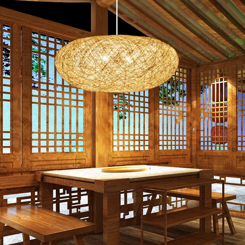 Modern Pendant Lamps Rattan Pendant Light Weaving Round Nordic Hanging Lamp Fixture Luminaire Art Lighting