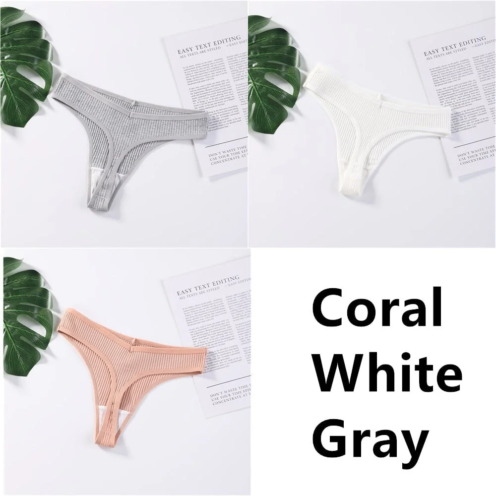 3Pcs/Set Panties G-String Ladies Sexy Panties Ladies Ladies Thong Underwear Low Waist Solid Comfortable Cotton Panties Lingerie