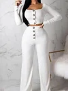 Casual Two-Piece Long Sleeves+Wide Leg Suit