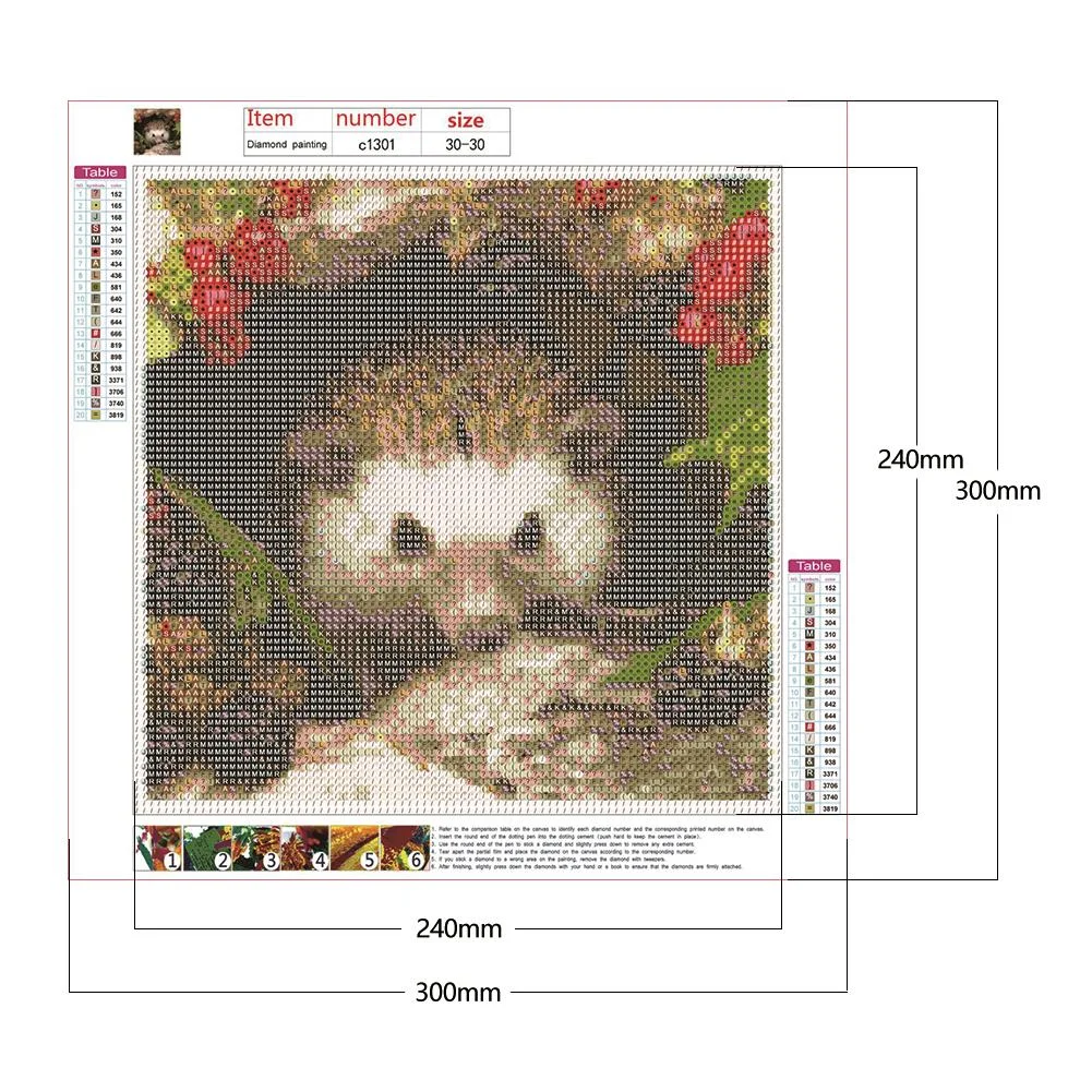 Diamond Painting - Full Round Drill - Hedgehog(30*30cm)
