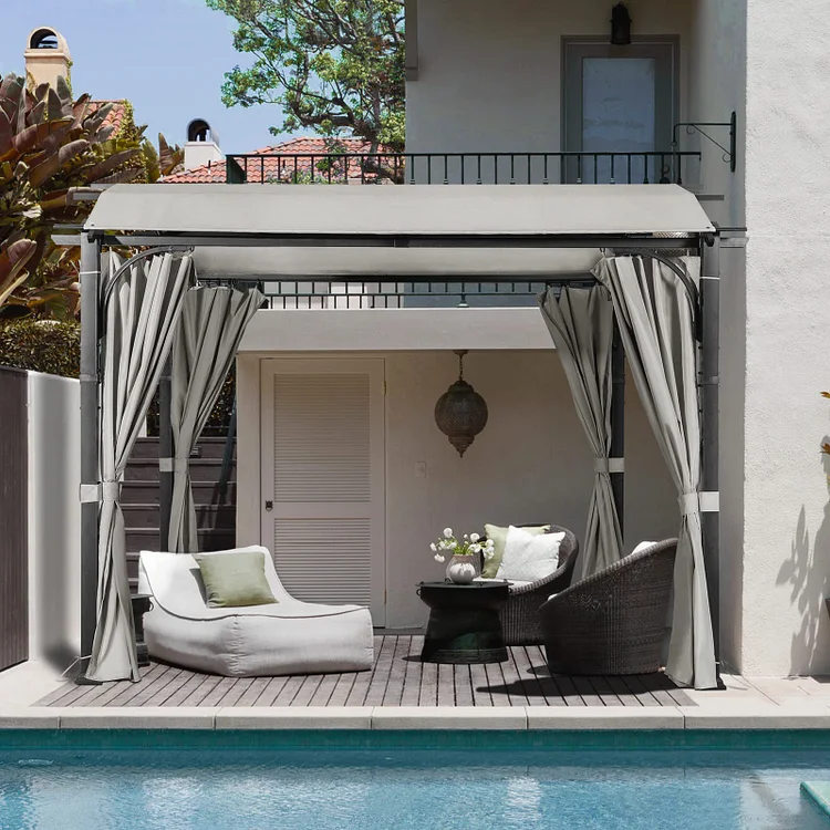 10 x 10 FT Outdoor Metal Pergola with Canopy Shades | JOYSIDE