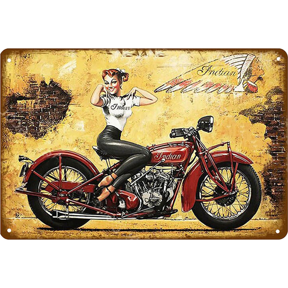 Panneau Mural Rétro En Métal étain - Décoration Garage "Réparation De Voiture Dame", 30x20 Cm, Style Vintage Industriel