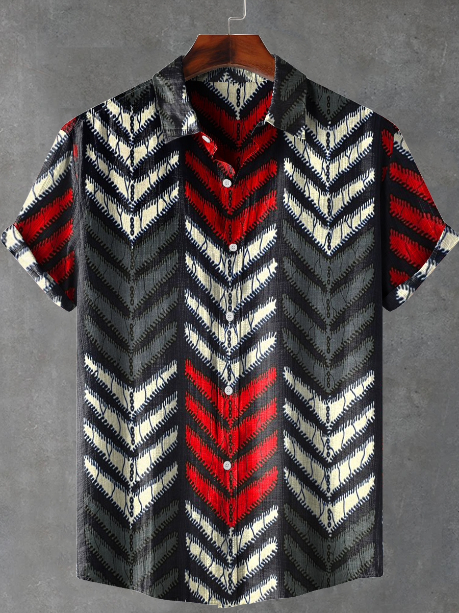 Retro Stripes Art Print Casual 100% Cotton Shirt