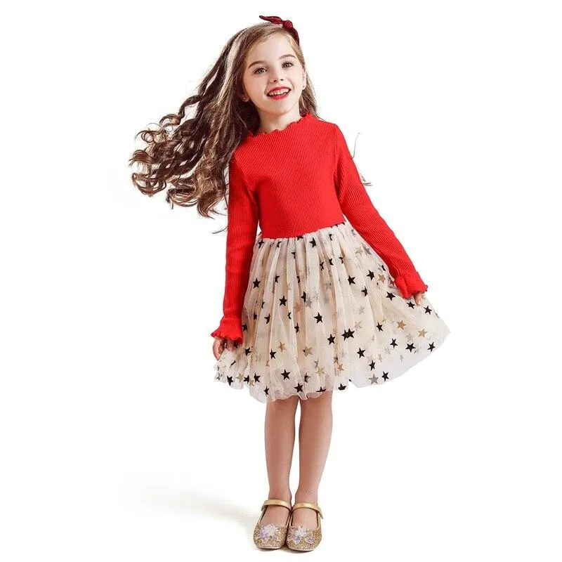 New Year Girls Knitted Dress Autumn Winter Clothes Reindeer Kids Dress for Little Girl Princess Cotton Warm Christmas Dresses