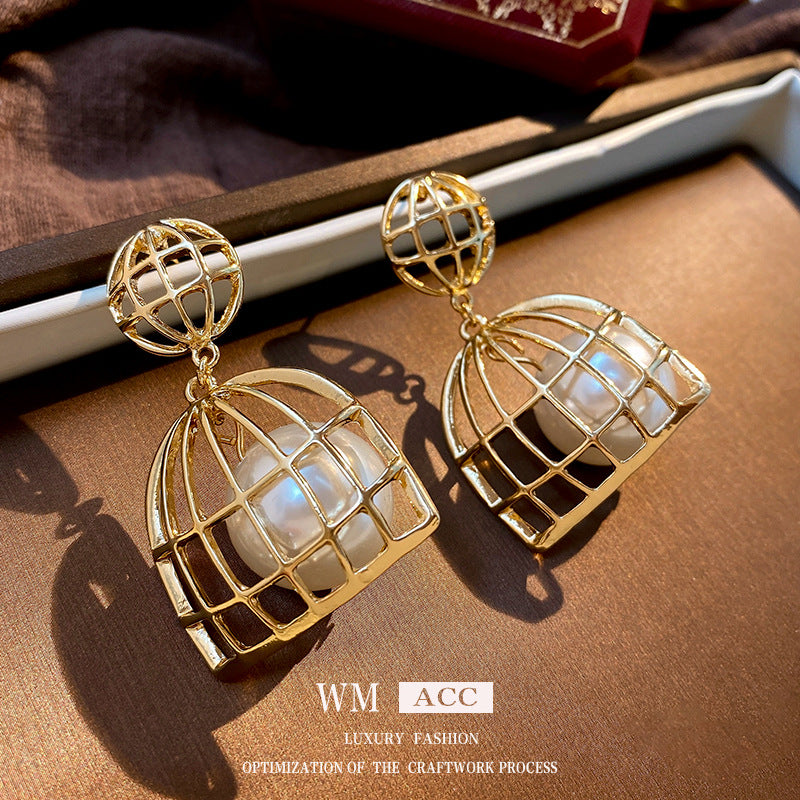 Medieval Pearl Geometric Chinese Zodiac Animal Alloy Electroplating Earrings