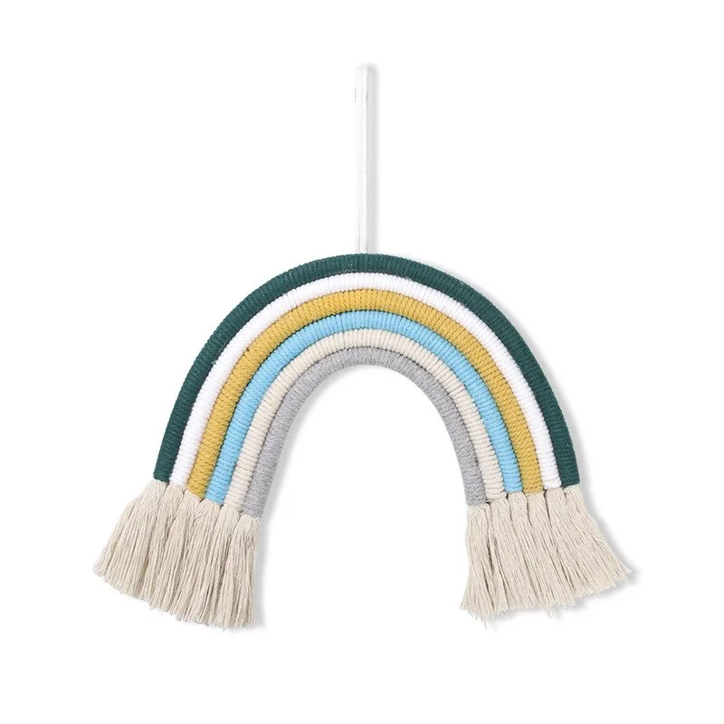 Nordic Handmade Woven Macrame Rainbow Wall Hanging Decorative Home Boho Decor Rainbow Birthday Party Decorations Kids Baby Room