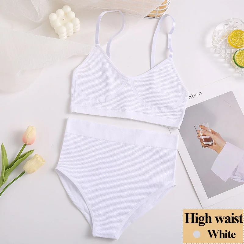 New Women Bra Panties Set Sexy Push Up Bralette Female Fitness Seamless Underwear Sports Lingerie Brassiere Girls Tank Crop Top